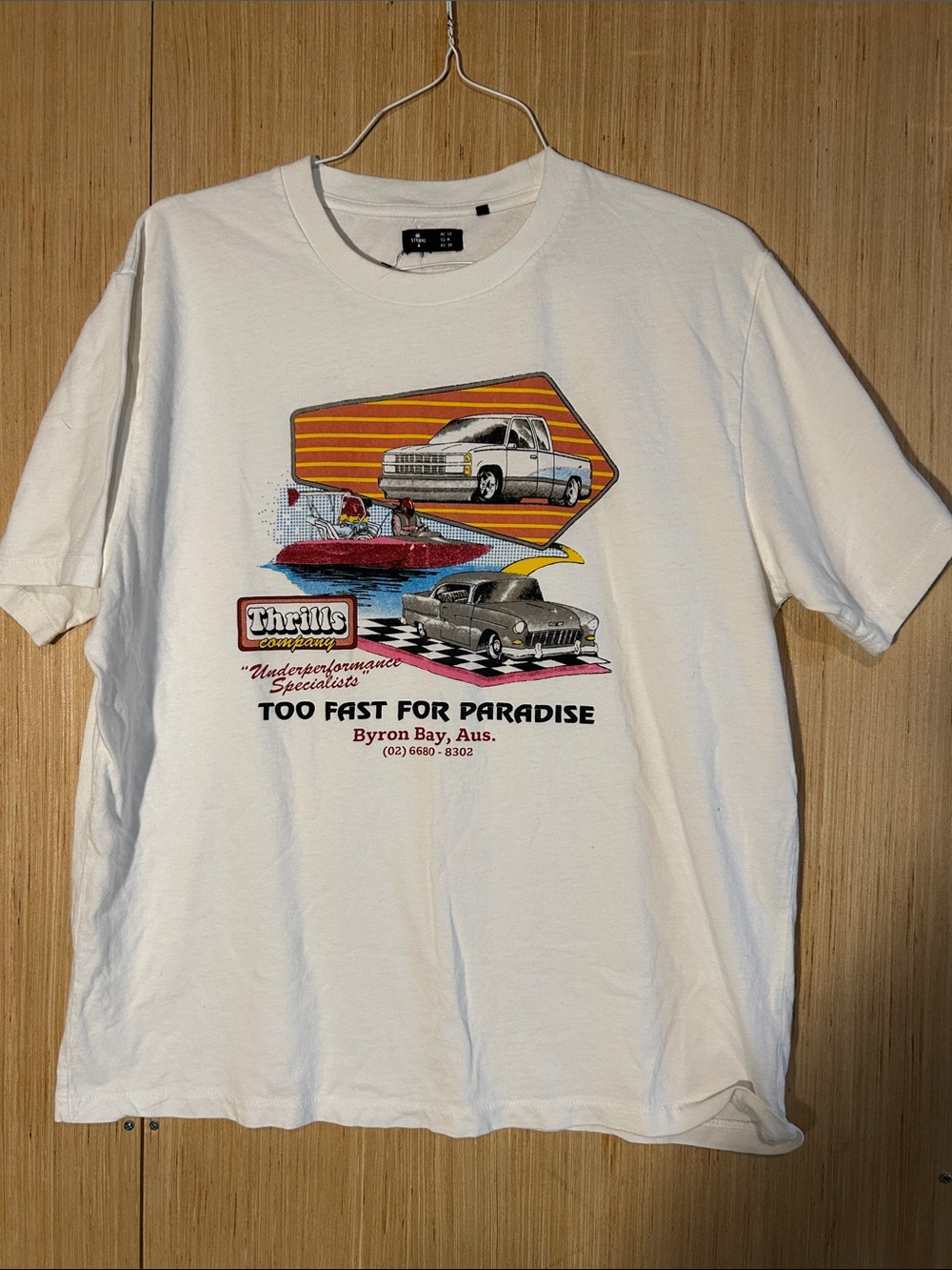 Thrills White Graphic 'Too Fast for Paradise' Short Sleeve Tee